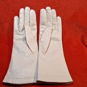Elegant Martin's White Raɓbit Fur Lined Leather Gloves Made In Italy Size 8 New